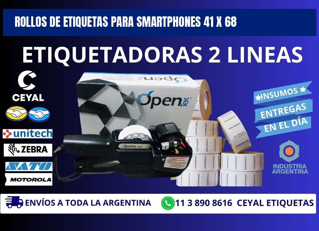 ROLLOS DE ETIQUETAS PARA SMARTPHONES 41 x 68