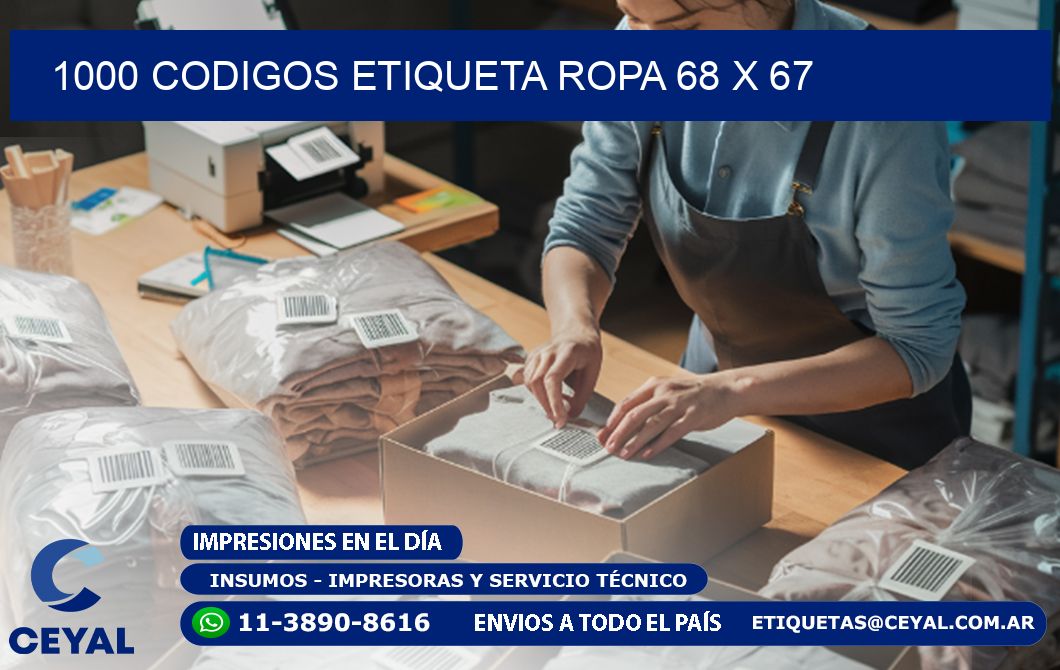 1000 CODIGOS ETIQUETA ROPA 68 x 67