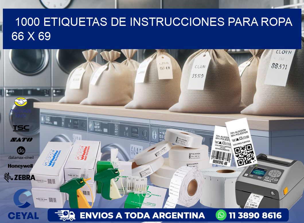 1000 ETIQUETAS DE INSTRUCCIONES PARA ROPA 66 x 69