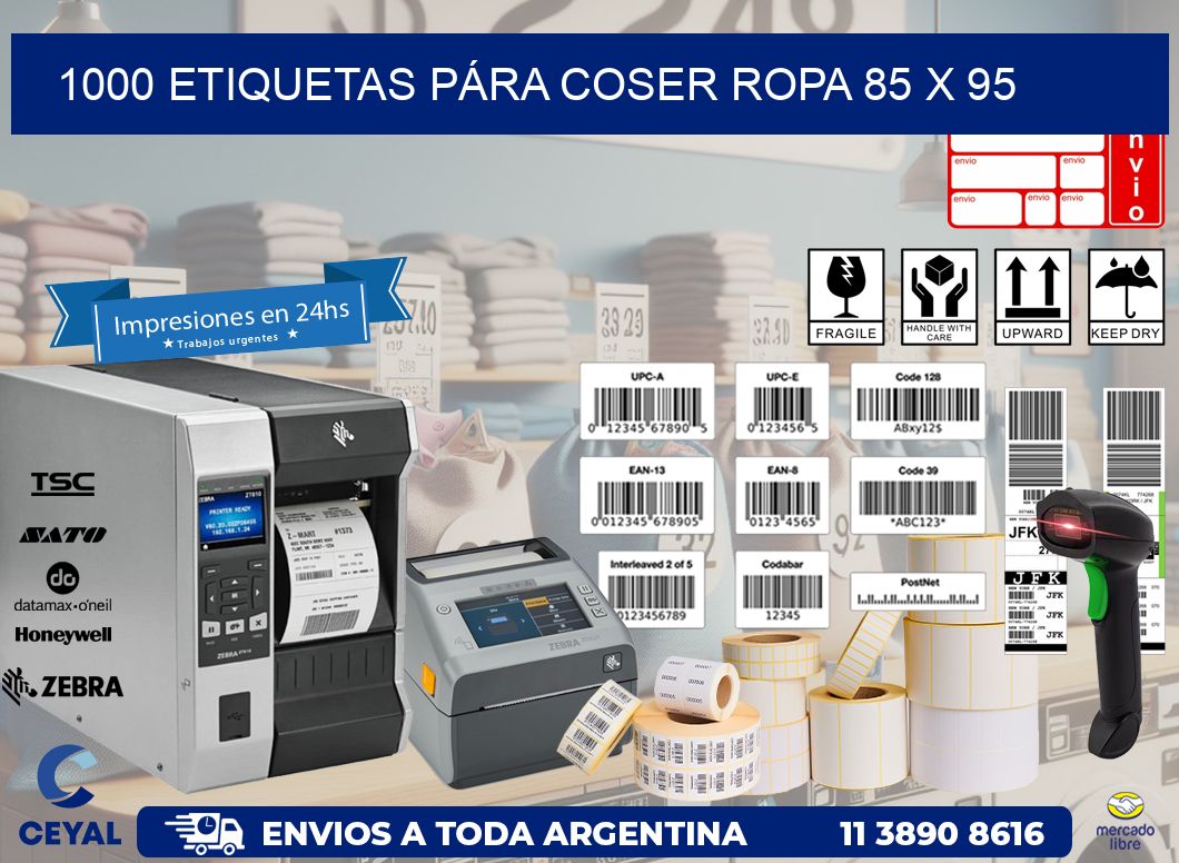 1000 ETIQUETAS PÁRA COSER ROPA 85 x 95