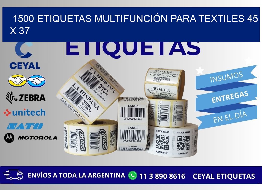 1500 ETIQUETAS MULTIFUNCIÓN PARA TEXTILES 45 x 37