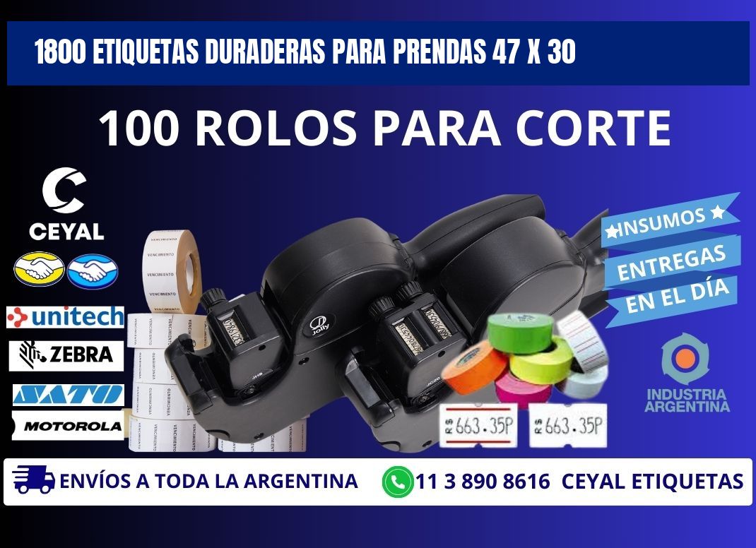 1800 ETIQUETAS DURADERAS PARA PRENDAS 47 x 30