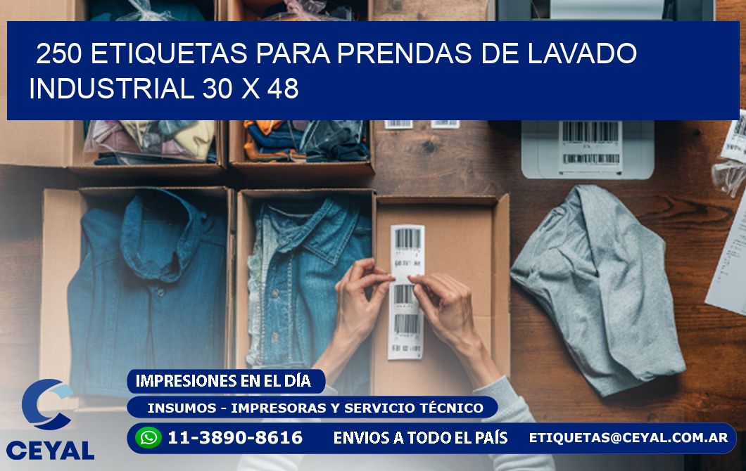 250 ETIQUETAS PARA PRENDAS DE LAVADO INDUSTRIAL 30 x 48