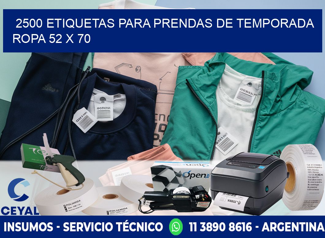 2500 ETIQUETAS PARA PRENDAS DE TEMPORADA ROPA 52 x 70