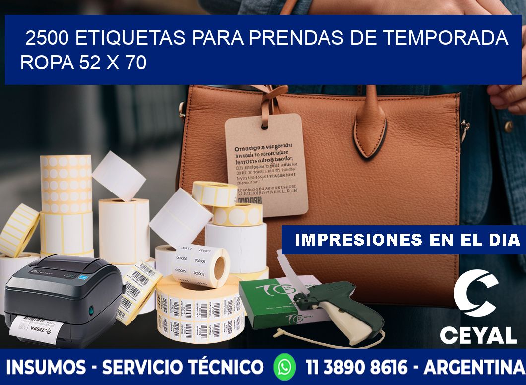 2500 ETIQUETAS PARA PRENDAS DE TEMPORADA ROPA 52 x 70