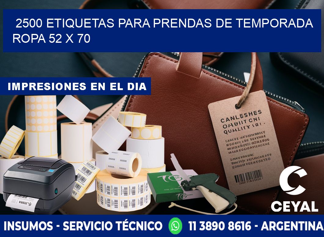 2500 ETIQUETAS PARA PRENDAS DE TEMPORADA ROPA 52 x 70