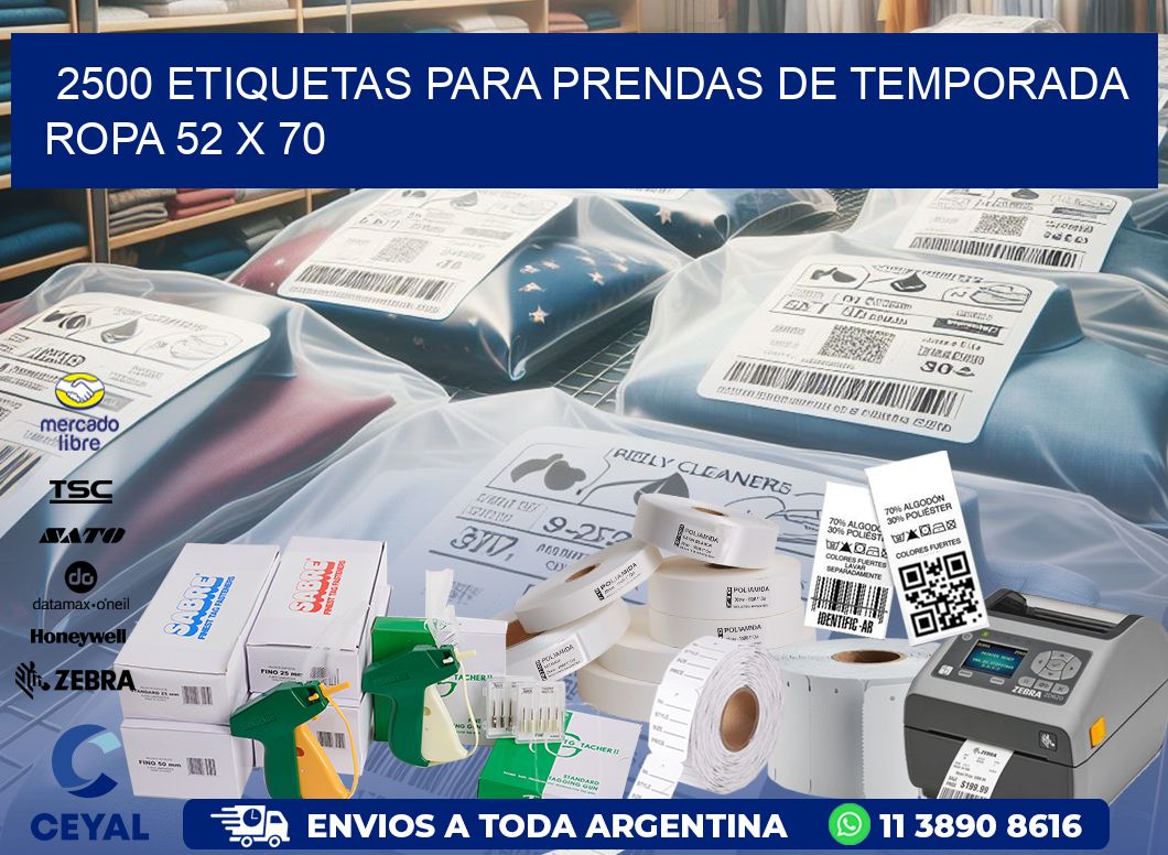 2500 ETIQUETAS PARA PRENDAS DE TEMPORADA ROPA 52 x 70