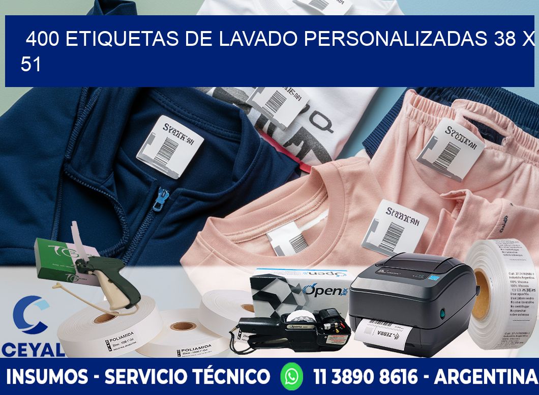 400 ETIQUETAS DE LAVADO PERSONALIZADAS 38 x 51