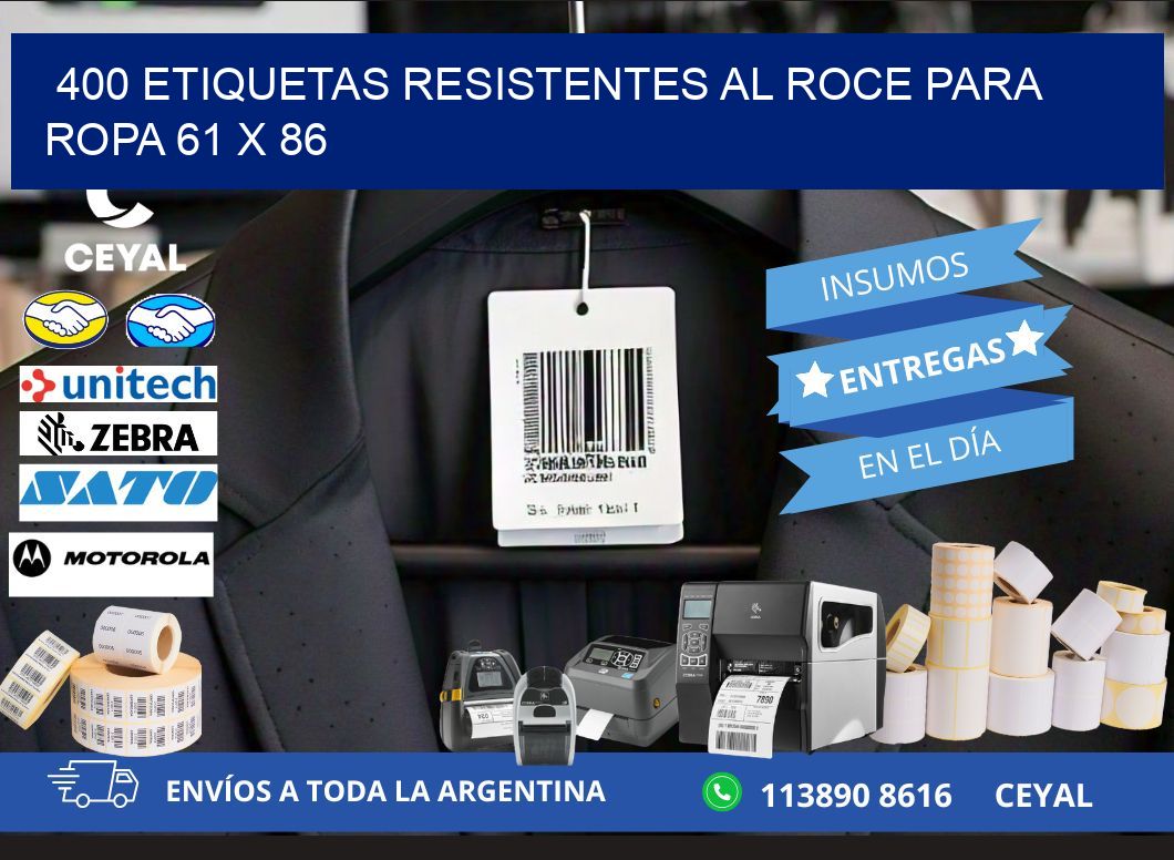 400 ETIQUETAS RESISTENTES AL ROCE PARA ROPA 61 x 86