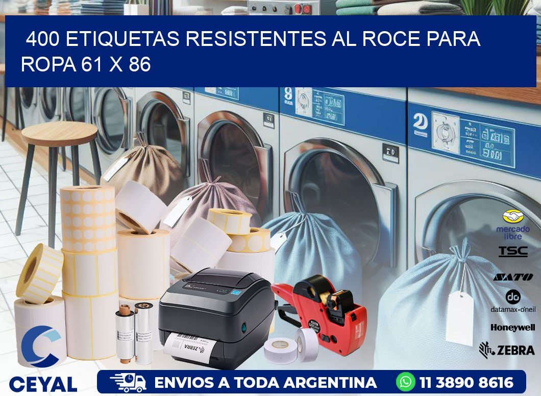 400 ETIQUETAS RESISTENTES AL ROCE PARA ROPA 61 x 86