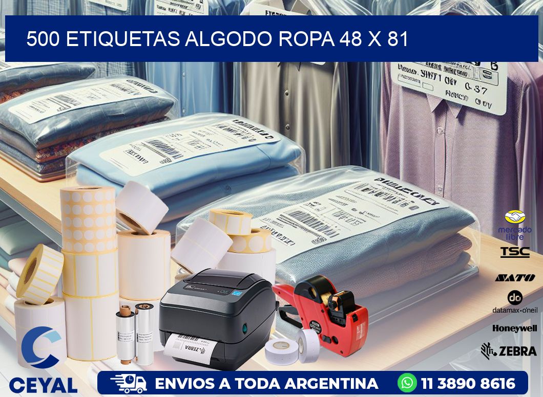 500 ETIQUETAS ALGODO ROPA 48 x 81