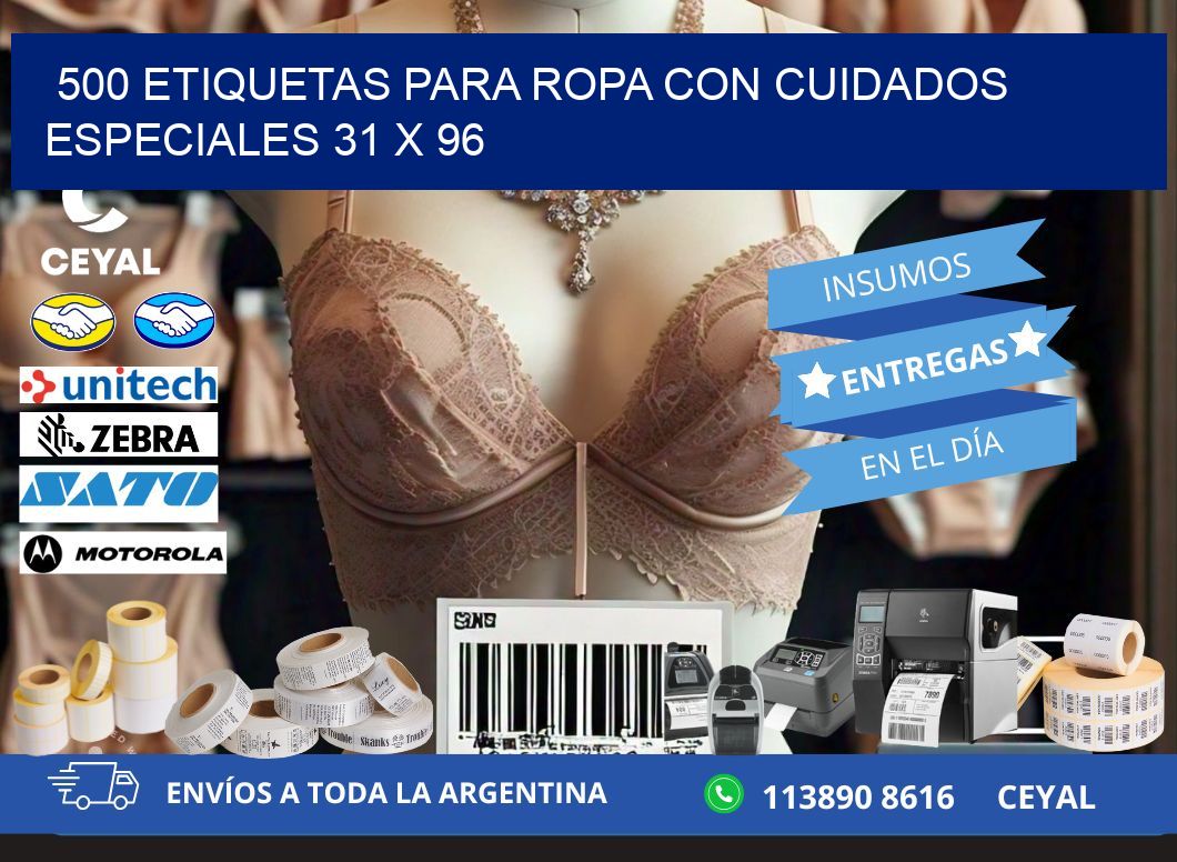 500 ETIQUETAS PARA ROPA CON CUIDADOS ESPECIALES 31 x 96