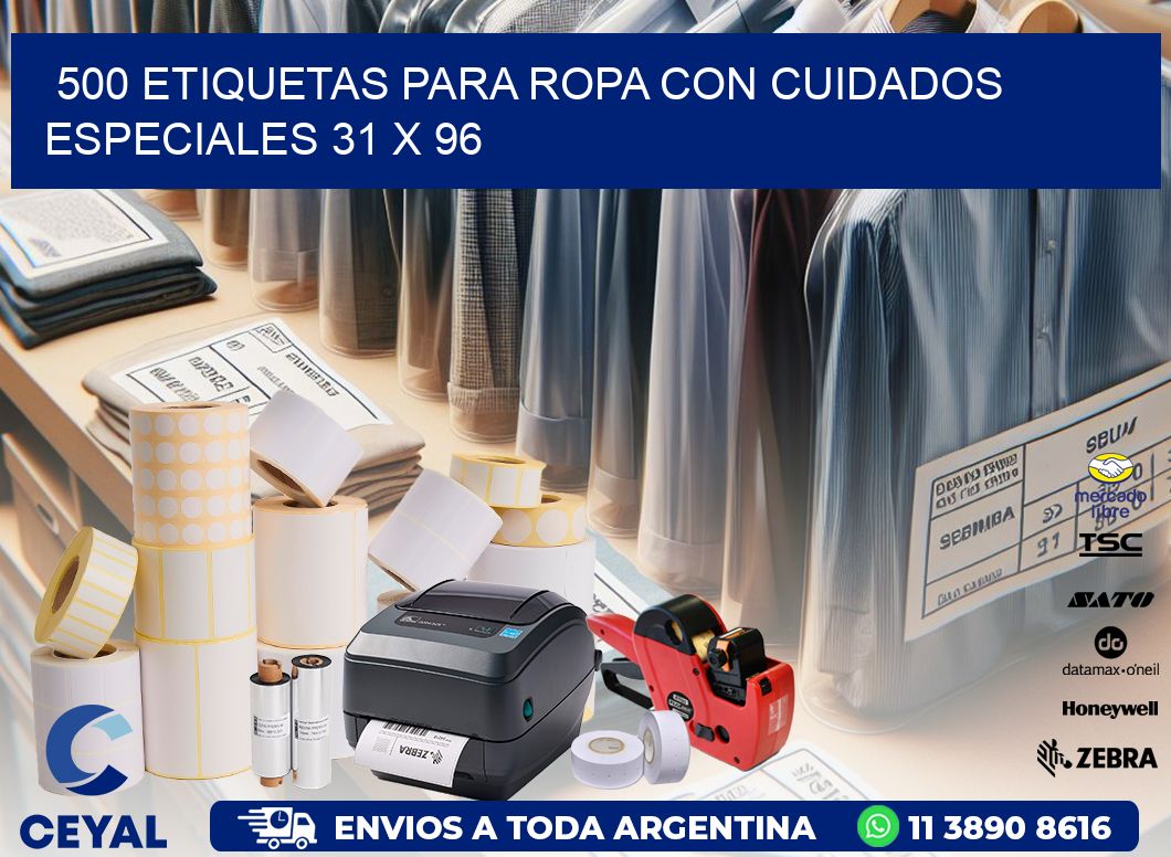 500 ETIQUETAS PARA ROPA CON CUIDADOS ESPECIALES 31 x 96