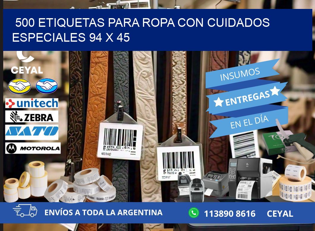 500 ETIQUETAS PARA ROPA CON CUIDADOS ESPECIALES 94 x 45