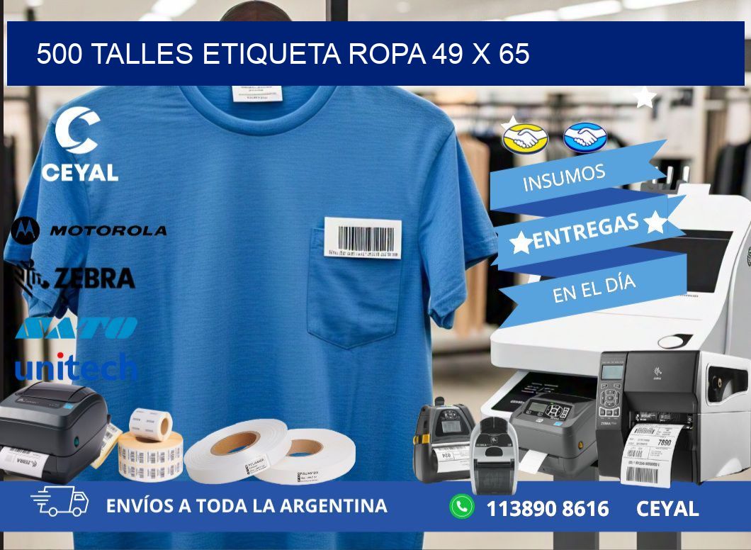 500 TALLES ETIQUETA ROPA 49 x 65