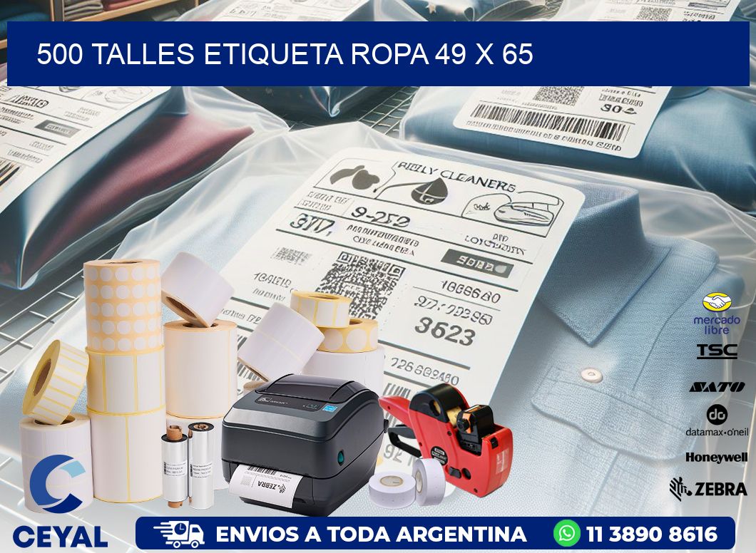 500 TALLES ETIQUETA ROPA 49 x 65