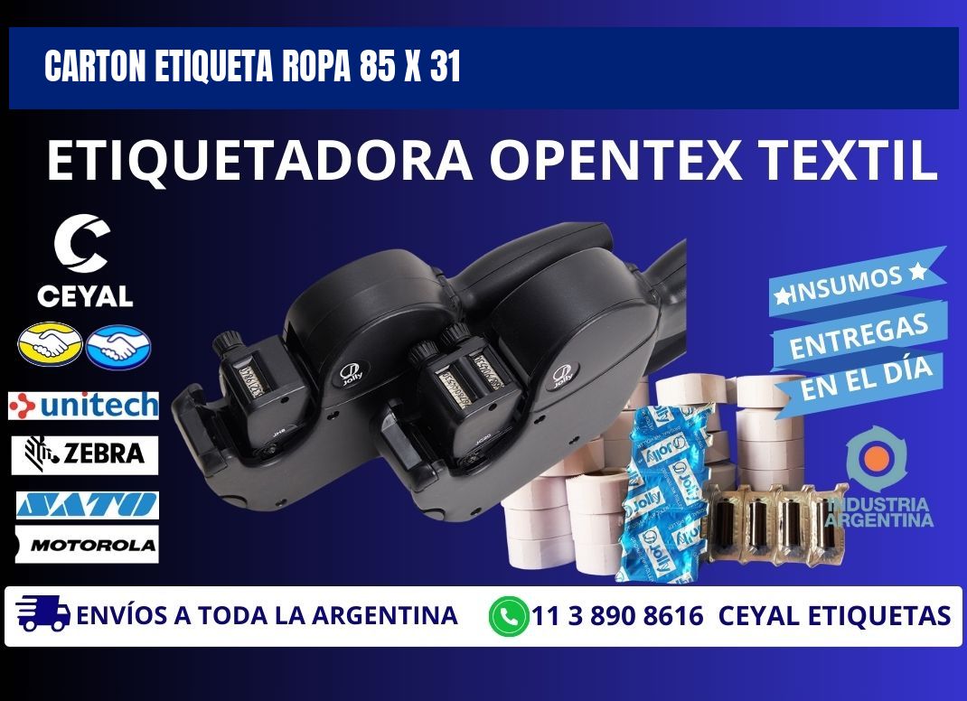 CARTON ETIQUETA ROPA 85 x 31