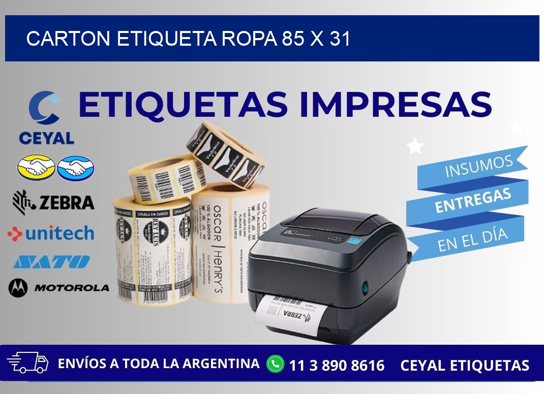 CARTON ETIQUETA ROPA 85 x 31