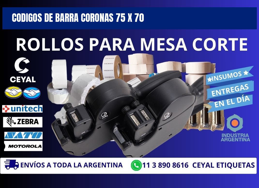 CODIGOS DE BARRA CORONAS 75 x 70