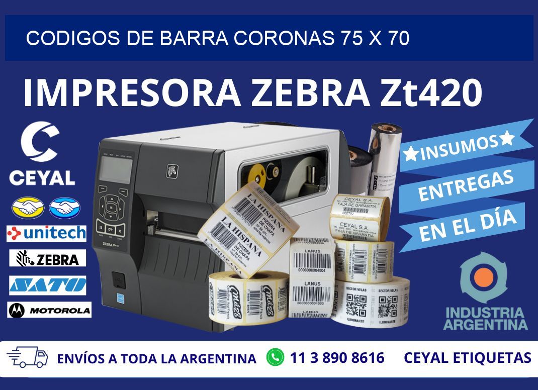 CODIGOS DE BARRA CORONAS 75 x 70