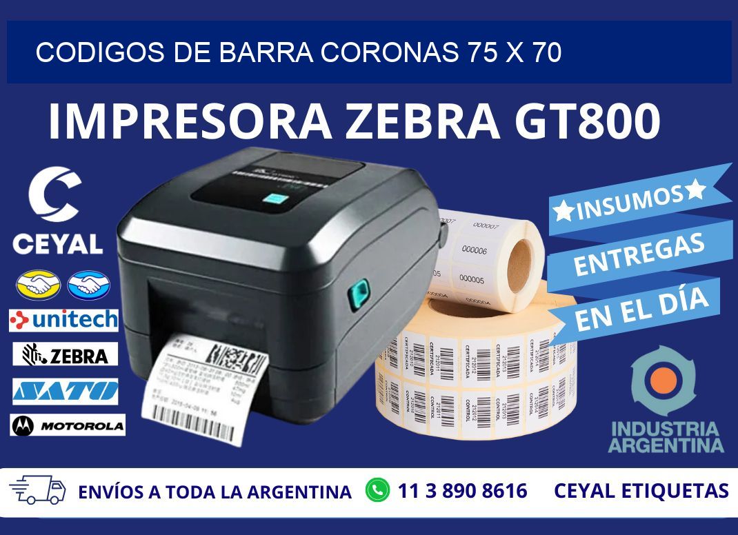 CODIGOS DE BARRA CORONAS 75 x 70