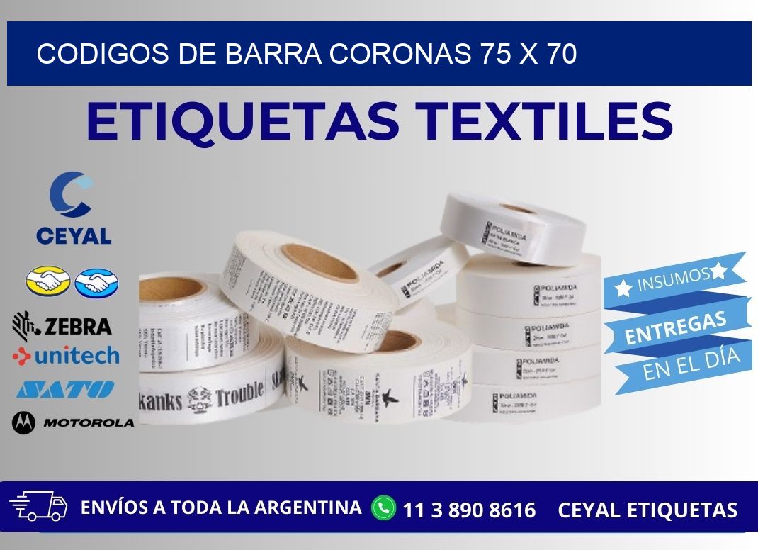 CODIGOS DE BARRA CORONAS 75 x 70