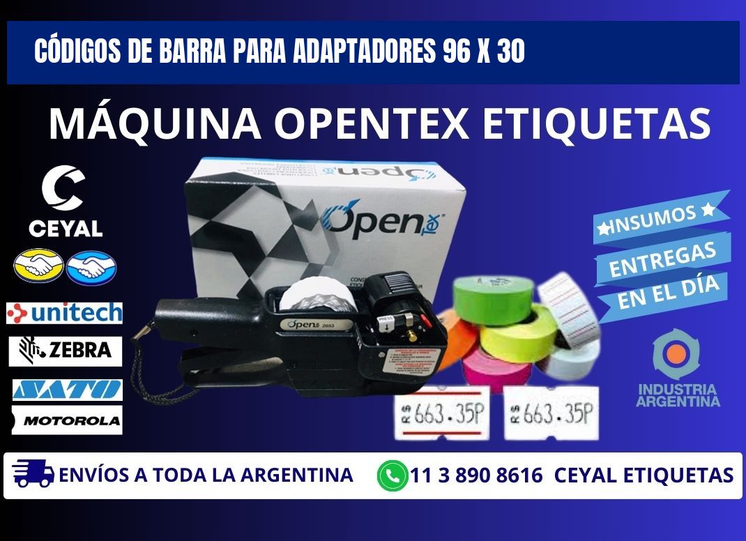 CÓDIGOS DE BARRA PARA ADAPTADORES 96 x 30