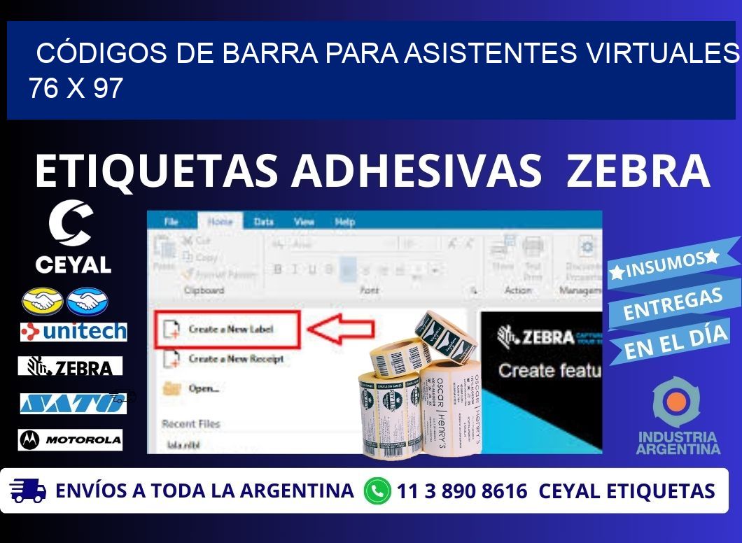 CÓDIGOS DE BARRA PARA ASISTENTES VIRTUALES 76 x 97