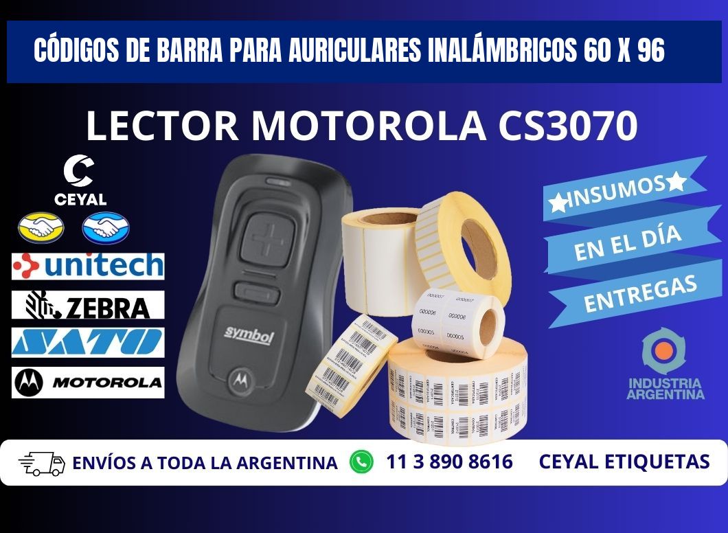 CÓDIGOS DE BARRA PARA AURICULARES INALÁMBRICOS 60 x 96