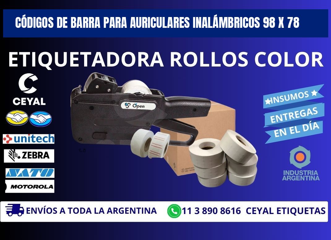 CÓDIGOS DE BARRA PARA AURICULARES INALÁMBRICOS 98 x 78