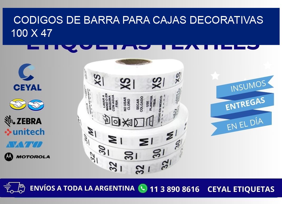 CODIGOS DE BARRA PARA CAJAS DECORATIVAS 100 x 47