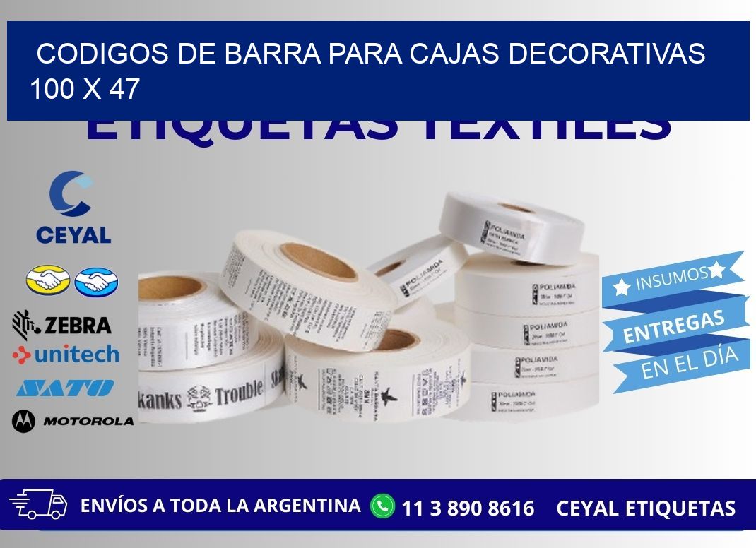 CODIGOS DE BARRA PARA CAJAS DECORATIVAS 100 x 47