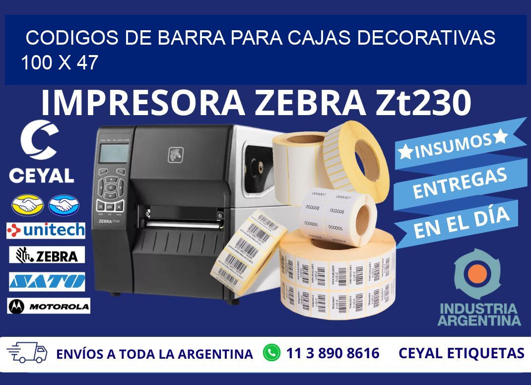 CODIGOS DE BARRA PARA CAJAS DECORATIVAS 100 x 47