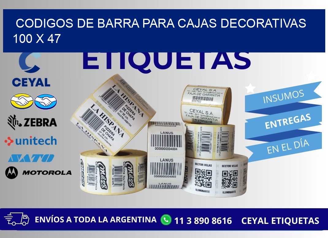 CODIGOS DE BARRA PARA CAJAS DECORATIVAS 100 x 47