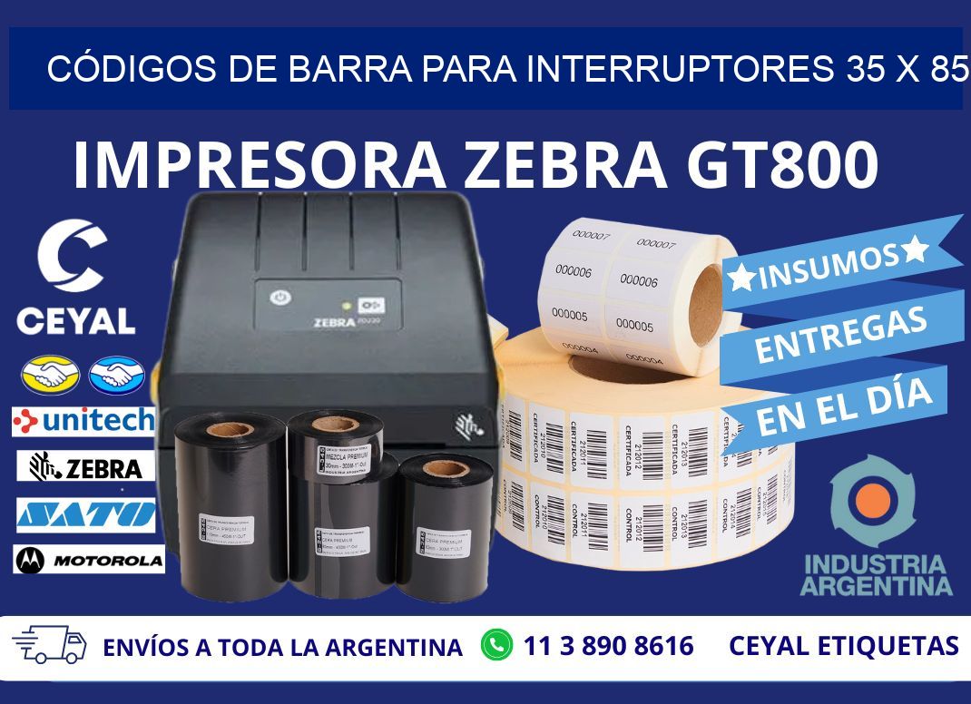 CÓDIGOS DE BARRA PARA INTERRUPTORES 35 x 85