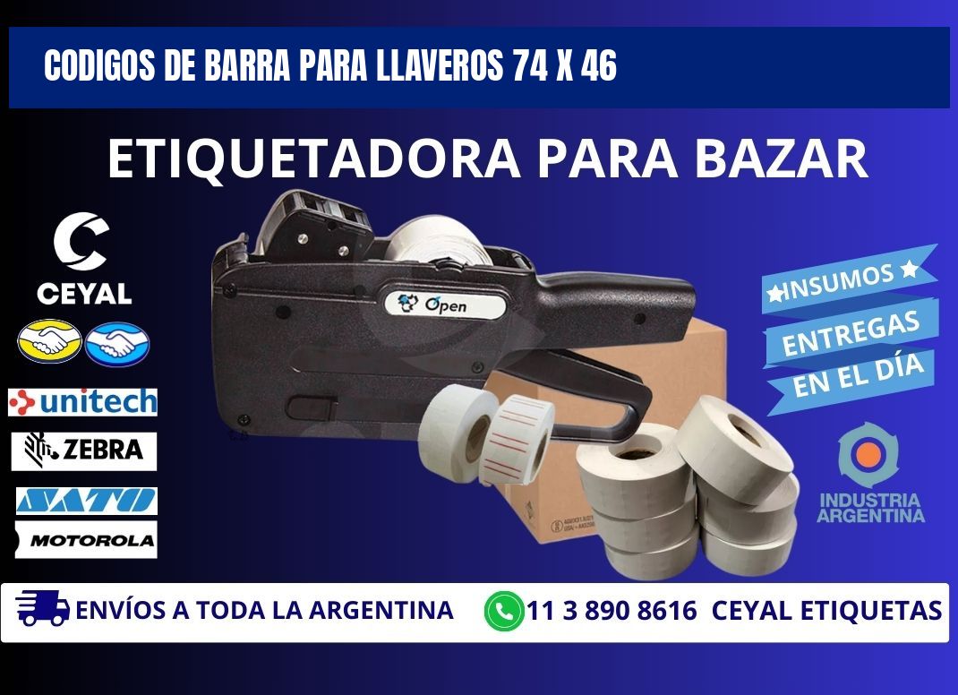 CODIGOS DE BARRA PARA LLAVEROS 74 x 46