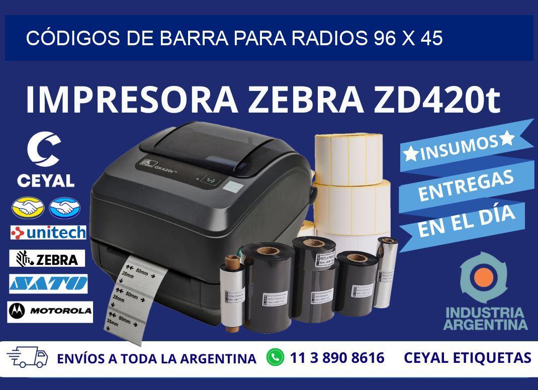 CÓDIGOS DE BARRA PARA RADIOS 96 x 45