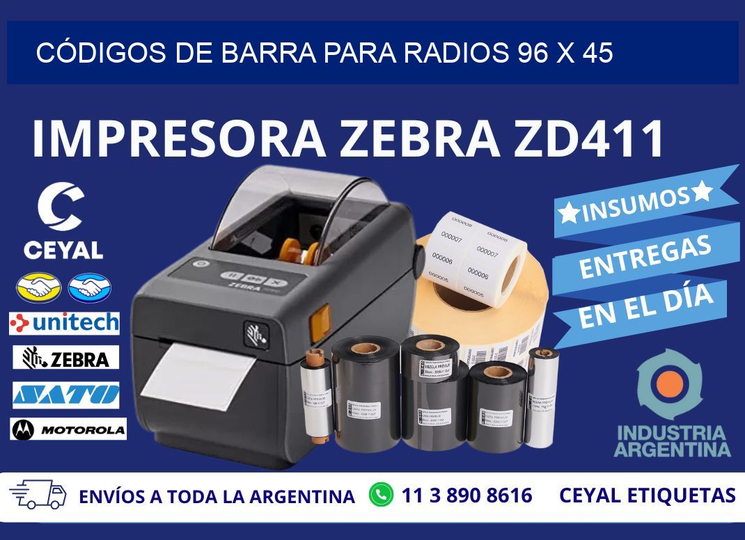 CÓDIGOS DE BARRA PARA RADIOS 96 x 45