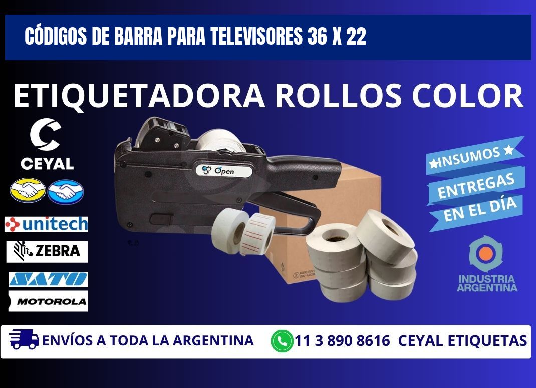 CÓDIGOS DE BARRA PARA TELEVISORES 36 x 22