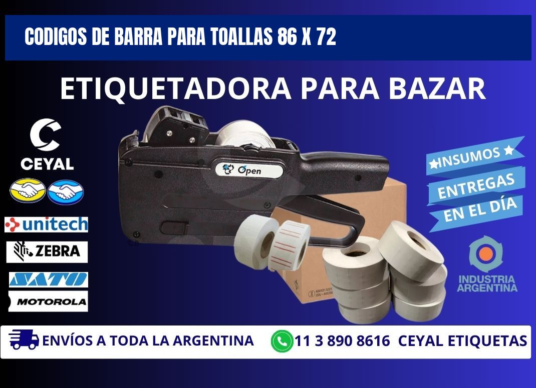 CODIGOS DE BARRA PARA TOALLAS 86 x 72