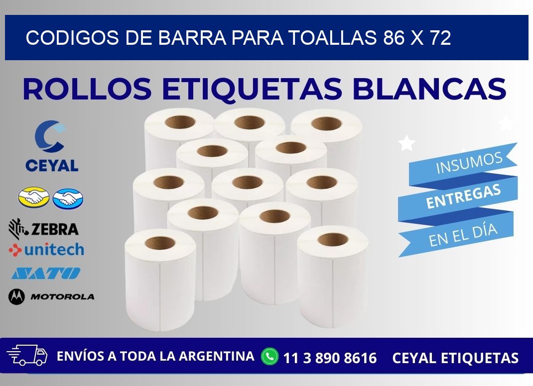 CODIGOS DE BARRA PARA TOALLAS 86 x 72