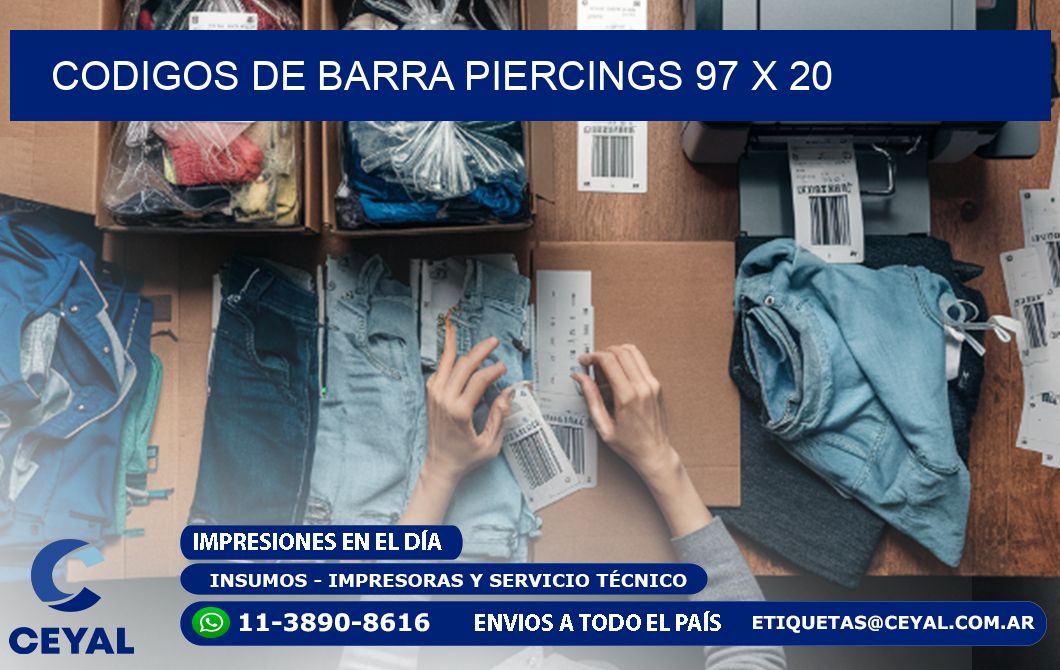 CODIGOS DE BARRA PIERCINGS 97 x 20