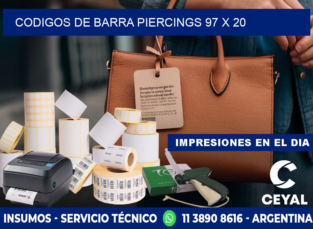 CODIGOS DE BARRA PIERCINGS 97 x 20