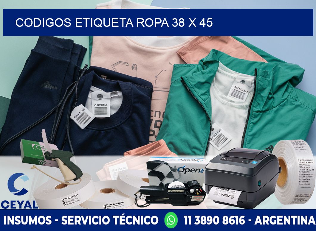 CODIGOS ETIQUETA ROPA 38 x 45