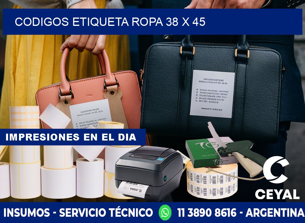 CODIGOS ETIQUETA ROPA 38 x 45