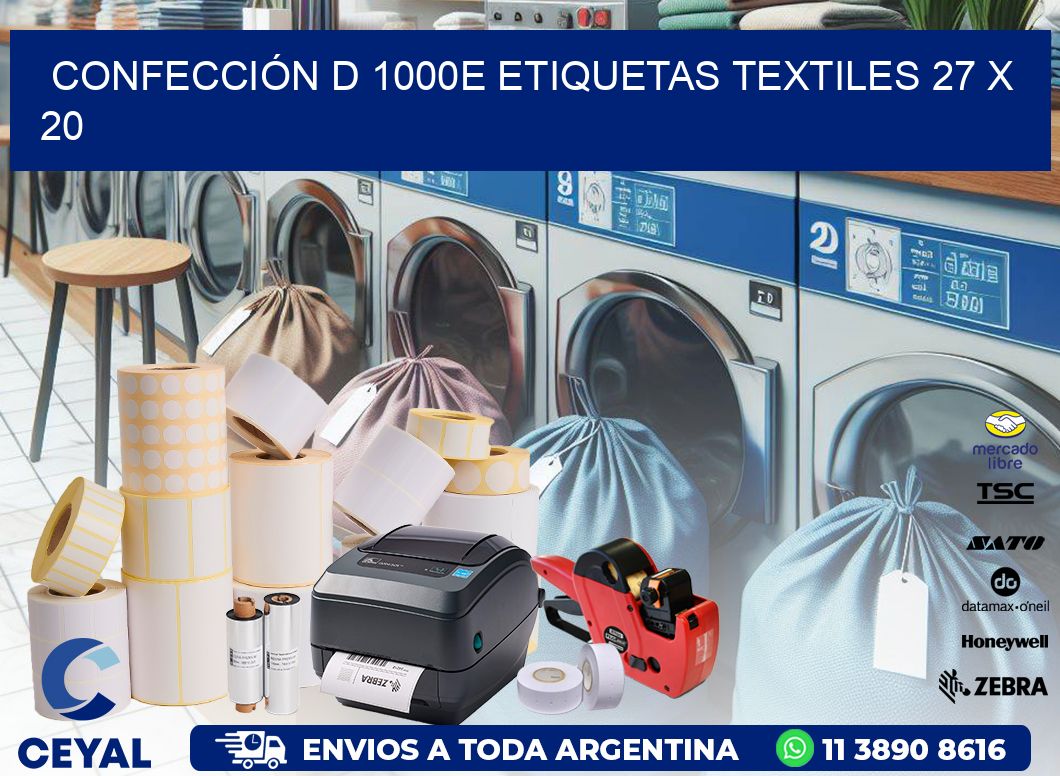 CONFECCIÓN D 1000E ETIQUETAS TEXTILES 27 x 20