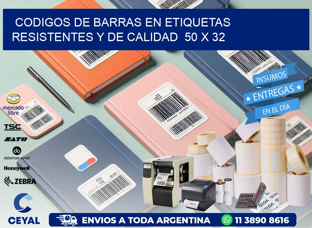 Codigos de Barras en Etiquetas Resistentes y de Calidad  50 x 32