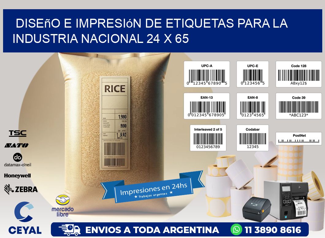 Diseño e Impresión de Etiquetas para la Industria Nacional 24 x 65