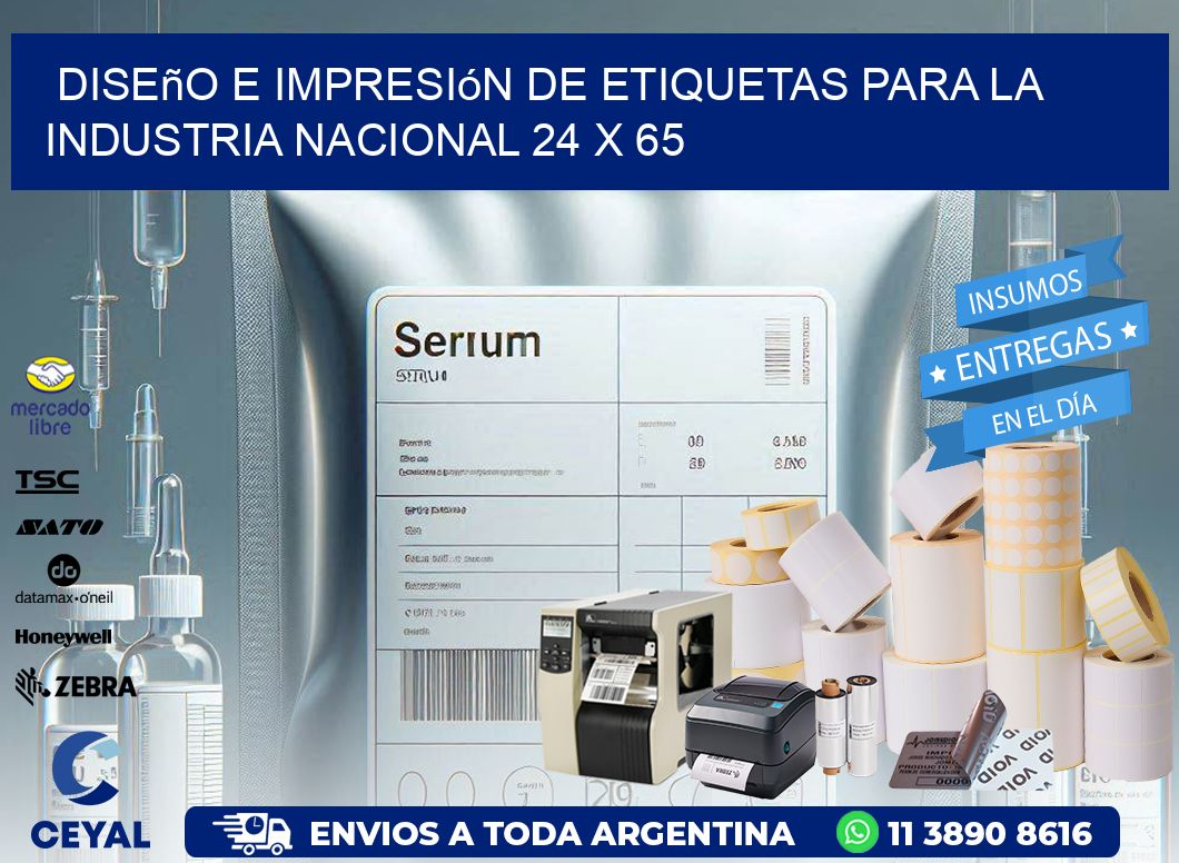 Diseño e Impresión de Etiquetas para la Industria Nacional 24 x 65