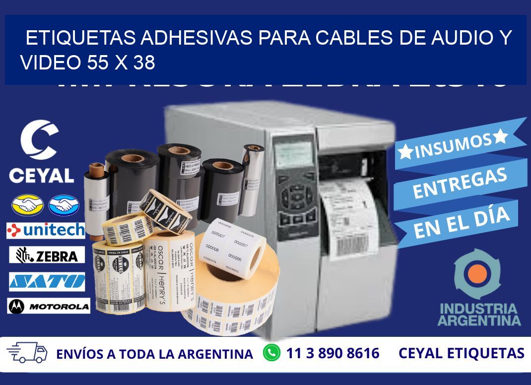 ETIQUETAS ADHESIVAS PARA CABLES DE AUDIO Y VIDEO 55 x 38